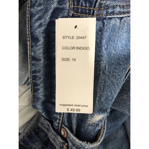 OfLuck Original Jeans Distressed Med Wash Wide Legs 100% Cotton Sz 16 NWT - Picture 7 of 7